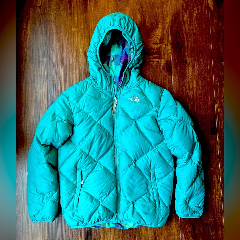 Girls North Face reversible winter coat.